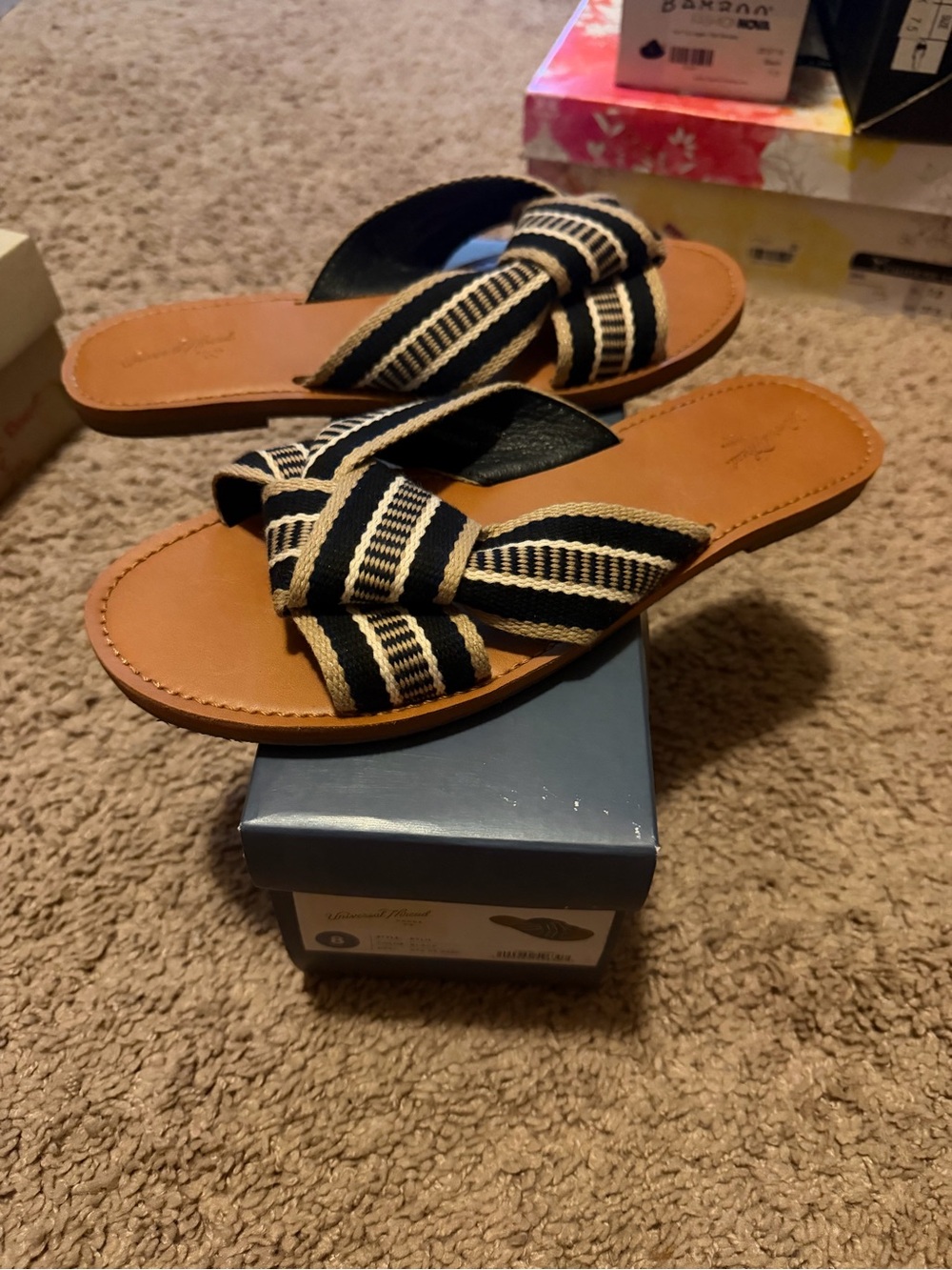 Target Black & Tan Knotted Slide Sandals
